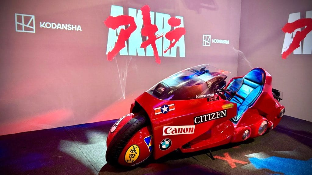 Kaneda’s red motorcycle from Akira on display at the Kodansha House booth.